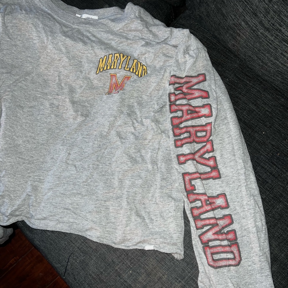 UMD grey long sleeve crop top